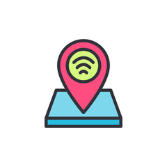 Poster - Wireless navigation colored icons, minimalist vector illustration ,simple transparent graphic element .Isolated on white background
