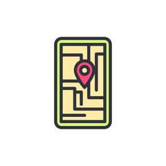 Poster - Navigation app colored icons, minimalist vector illustration ,simple transparent graphic element .Isolated on white background