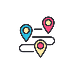 Poster - Route navigation colored icons, minimalist vector illustration ,simple transparent graphic element .Isolated on white background