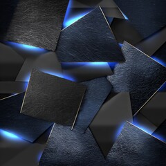 Aufkleber - Luxurious Abstract Design: Geometric Squares with Textured Surfaces and Radiant Blue Illumination