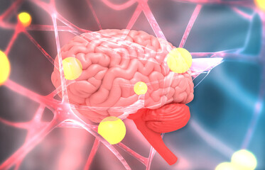 Poster - Human brain neural networking concepts. 3d illustration