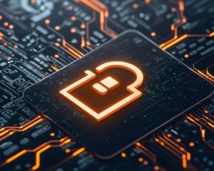 Poster - Digital open lock symbol on a circuit board, representing cybersecurity and technology.