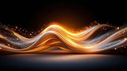 Poster - Flowing golden waves create a mesmerizing light display