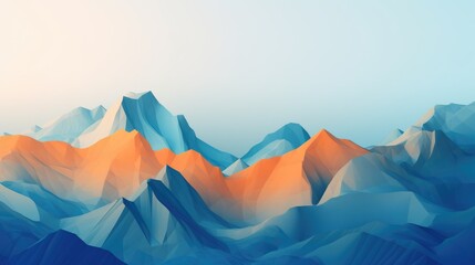 Poster - The abstract picture of the blue mountain that painted with geometry and layers of the hills, abstract art is style of art that does not attempt to represent an accurate depiction of reality. AIG51.