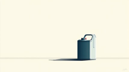 Fototapete - Minimalist Representation of a Gasoline Can With Flat Shadow on a Clean Surface