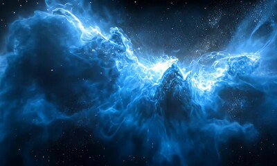 Wall Mural - nebula. blue luminous clouds. starfield. cosmic, ethereal background