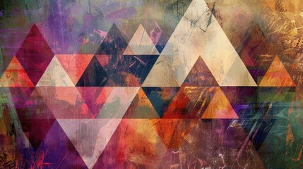 Fototapete - The abstract picture of the colourful geometry polygon multiple triangles repetitive shapes background, geometry is about study shapes, sizes, properties, and dimensions of objects and spaces. AIG51.