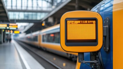 Poster - Digital Display Board at Train Station with Departure Information