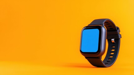 Poster - Modern Smartwatch on Bright Orange Background with Blue Display