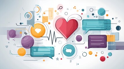 Poster - Modern Healthcare Chatbot Interface With Colorful Design and Heart Symbol Enhancing Patient Communication and Support