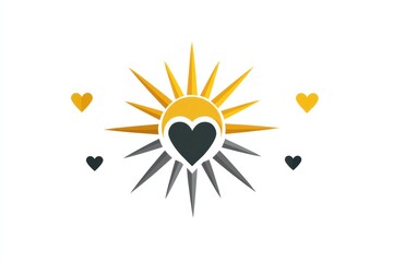 Poster - Fusion of Radiant Sun and Heart Symbolizing Energy and Vitality in a Modern Design