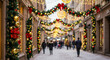 © Vanier Johanne - Festive street decorated with lights and Christmas ornaments