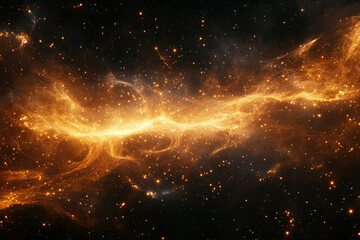 Poster - A cosmic river of golden energy flows through a star-studded expanse, creating a breathtaking celestial spectacle.