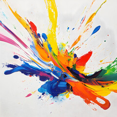 Poster - Explosive Color: Vibrant splashes of paint burst forth in a dynamic explosion of color, showcasing a kaleidoscope of artistic expression.