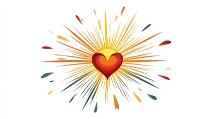 Aufkleber - Radiant Sun and Heart Fusion Icon Symbolizing Energy, Vitality, and Passion for Life Created in Vibrant Colors
