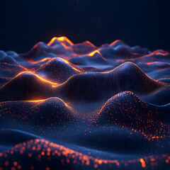 Fototapete - Abstract Data Landscape: A vibrant, dynamic display of data points creates a mesmerizing 3D landscape, evoking a sense of complex information and futuristic visuals.
