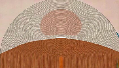 Poster - Abstract Geometric Rainbow Sun Lines over a Contemporary Aesthetic Background Set, Radiating Vitality and Energetic Hues in an Engaging Artistic Composition