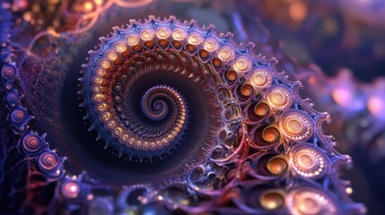Poster - digital fractal artwork with mesmerizing spirals and intricate patterns