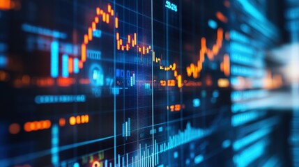 Poster - digital screen showing real-time interest rate adjustments in the banking sector