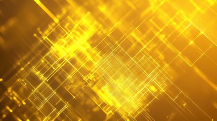 Poster - digital-inspired yellow geometric background with grid lines and abstract futuristic elements.