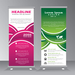 Wall Mural - roll up banner design, vertical banner template, vector eps 10