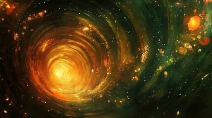 Wall Mural - A mesmerizing abstract illustration of a bright golden spiral