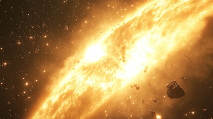 Wall Mural - a bright and explosive cosmic scene within the vast darkness