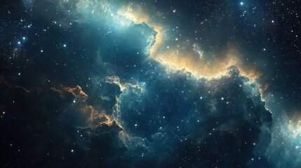 Wall Mural - celestial clouds and sparkling stars fill the deep atmospheric cosmos