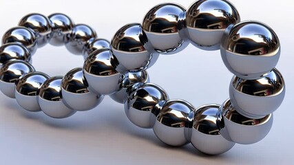 Poster - A series of shiny metallic spheres are artistically connected, creating an engaging and modern design against a light background