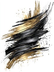 Aufkleber - Liquid Black Gold Creating Dynamic Brushstrokes With Glossy Texture and Abstract Forms in Luxurious Art Piece