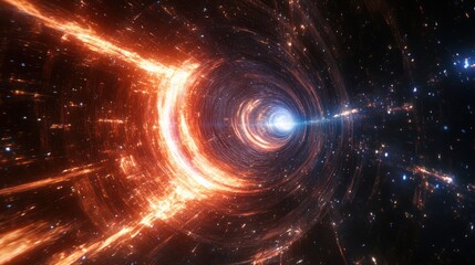 Wall Mural - A beautiful depiction of a brightly illuminated cosmic wormhole tunnel
