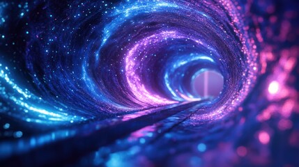 Wall Mural - A beautiful swirling galaxy tunnel with stunning blue and purple hues