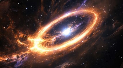 Wall Mural - A radiant celestial body surrounded by glowing nebulae and stardust