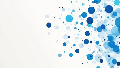 Poster - Abstract background with overlapping blue circles of varying sizes on white.