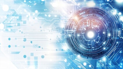 Poster - Abstract digital background with circuit board pattern and glowing light element.