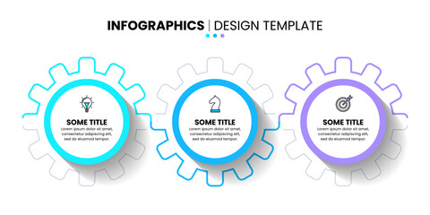 Poster - Infographic template. 3 connected gears with icons