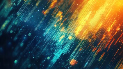 Poster - Abstract blurred background with motion effect featuring blue orange and yellow colors.