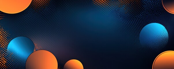 Poster - Abstract background with blurred orange and blue spheres on a dark backdrop.
