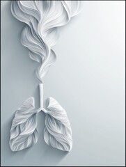 Aufkleber - Paper-cut Style Lungs Transition Into Smoke for a Minimal Health Concept Highlighting Respiratory Issues and the Dangers of Smoking
