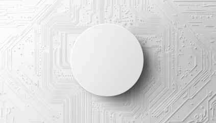 Poster - White circle on a white circuit board background.