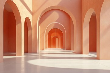 Poster - In a minimalist interior with architectural design, the combination of natural light and textured walls gives rise to dynamic shadows, fostering a serene and modern environment