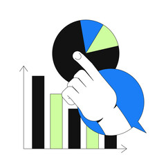 Poster - interactive data analytics 2d onboarding ui illustration. study graph. business intelligence. hand i