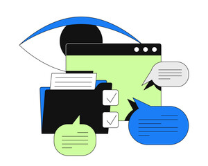 Poster - web content and communication oversight 2d onboarding ui illustration. task management. business sup