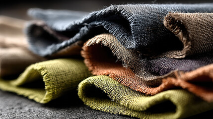 Poster - collection of breathable linen fabric in earthy tones, showcasing natural texture perfect for crafting and home decor projects. fabric rustic charm adds warmth