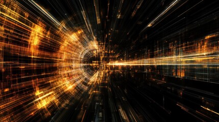 Aufkleber - Abstract futuristic digital art with bright lines