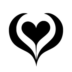 Poster - black heart icon design with elegant curves and smooth lines, perfect for modern graphics and minima