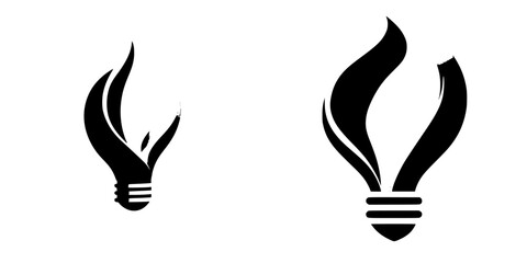 Poster - Set of black flame icons representing energy and creativity in design