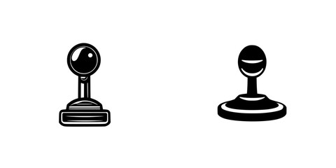 Poster - Set of black icons representing various joystick designs in a minimalist style for gaming applications
