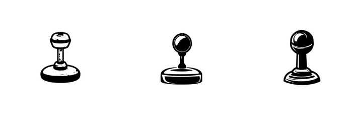 Poster - Collection of simple black icons depicting different types of stamps on a white background for various design purposes