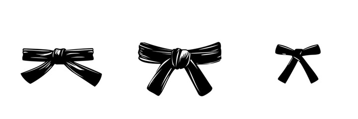 Poster - black ribbon icons representing various sizes for decoration or design purposes in a clean artistic 